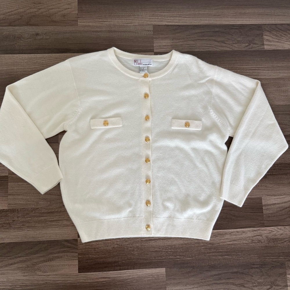 Milano Cream Button-Up Cardigan - Picture 2 of 13